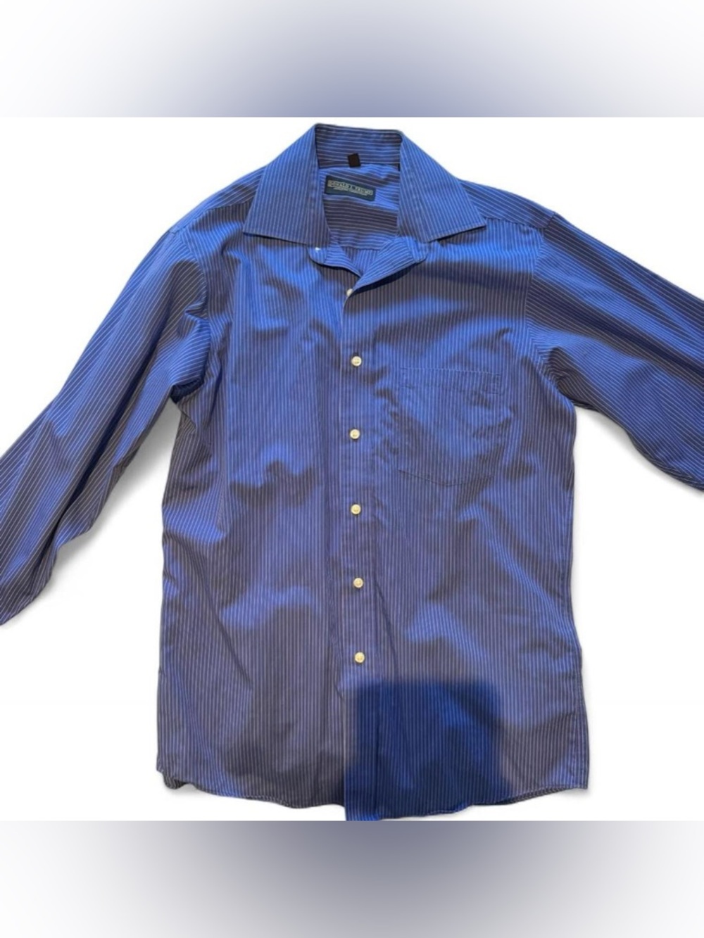 Men's Blue Pinstripe Spread Collar Dress Shirt